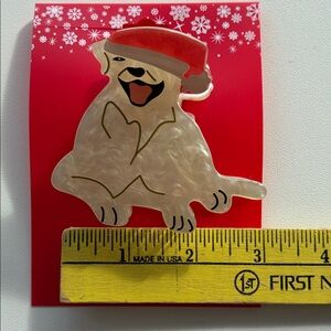 Golden Retriever with Santa Hat Hair Clip NWT